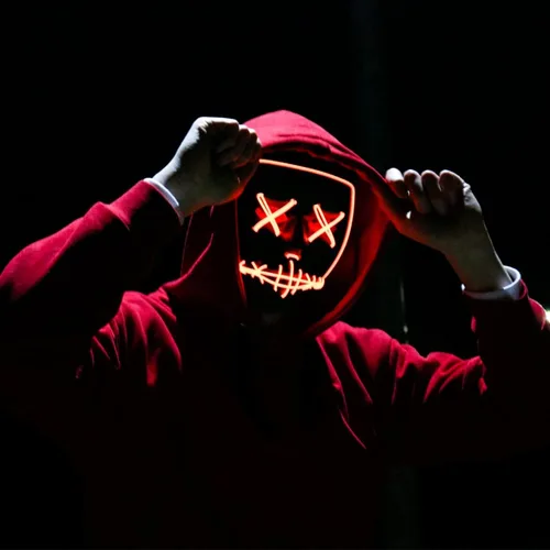 Miniatura 4 de Poptrend - Máscara de Halloween con luz LED, máscara de miedo para festivales, cosplay, Halloween, disfraz de mascarada, fiestas, carnaval, regalo