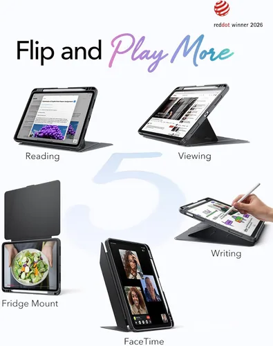 Miniatura 3 de ESR - Funda para iPad Air de 11 pulgadas M3/M2 (2025/2024), iPad Air de 5ª/4ª generación (2022/2020), funda con soporte vertical, múltiples ángulos