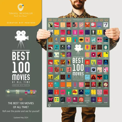 Miniatura 2 de Póster de 100 mejores películas para rascar de Travel Revealer - La mejor lista de películas de todos los tiempos. Póster de película minimalista