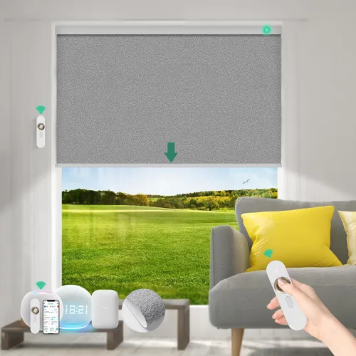 Miniatura 14 de Persianas motorizadas con control remoto [motor 100% opacas y silencioso] Persianas inteligentes compatibles con Alexa Google HomeKit, persianas