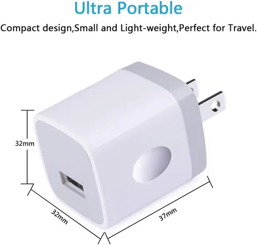 Miniatura 4 de Bloque de carga para iPhone, caja de carga, cubo USB, paquete de 10 cargadores de pared de un solo puerto de 1A/5V, adaptador de enchufe USB, Blanco