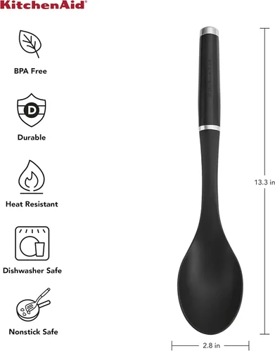 Miniatura 7 de KitchenAid Espátula ranurada y cuchara para untar, 13.66 pulgadas, color negro