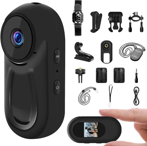 Cámara de acción deportiva de 1080P, mini cámara corporal con grabación de audio y video, cámara de acción corporal portátil, grabadora con clip