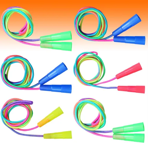 Miniatura 4 de Elcoho Juego de 6 cuerdas de salto de arco iris, cuerdas de saltar para educación física
