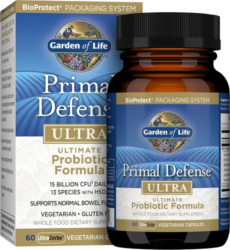 Garden of Life Probióticos para la salud digestiva y el equilibrio de la salud intestinal, Primal Defense Ultra Ultimate Formula, 15 mil millones de