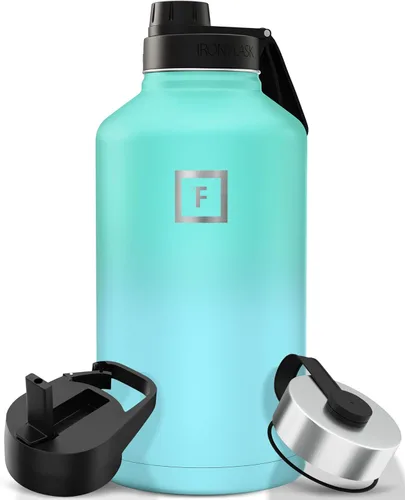 Miniatura 20 de IRON °FLASK Frasco de hidratación para acampar y senderismo con pajilla, botella de agua deportiva de acero inoxidable con aislamiento de boca Dark