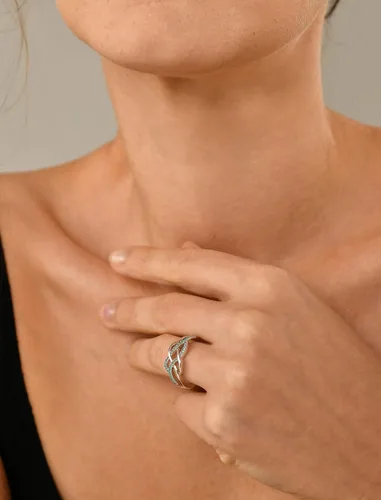 Miniatura 3 de YL Anillos de nudo celta de plata de ley 925, anillo de nudo torcido, piedra natal, joyería para mujer, talla 5