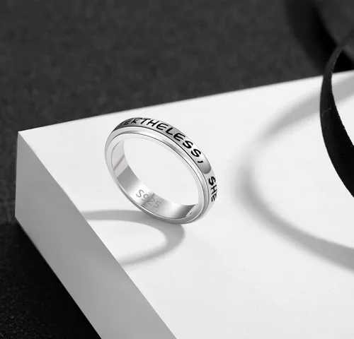 Miniatura 6 de Anillo giratorio de plata de ley 925, banda para la ansiedad, alivio de la presión, oxidación, joyería casual, regalos para mujeres, niñas, hombres