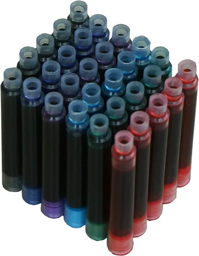 Miniatura 2 de Asvine - Juego de 30 cartuchos de tinta para pluma estilográfica Hongdian en 6 colores (negro, azul, verde, rojo, púrpura, azul claro), diámetro