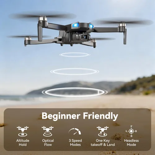 Miniatura 4 de Dron con cámara para niños 1080P HD FPV, cuadricóptero con motor sin escobillas para adultos y principiantes, vuelo por waypoint, voltereta 360°
