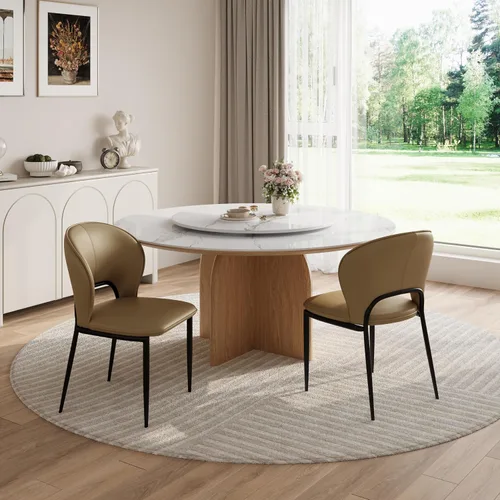 Miniatura 10 de Juegos de sillas de comedor modernas (2/4/6/8-PSC), sillas de cocina de piel sintética con respaldo, sillas laterales de cocina sin brazos, salas