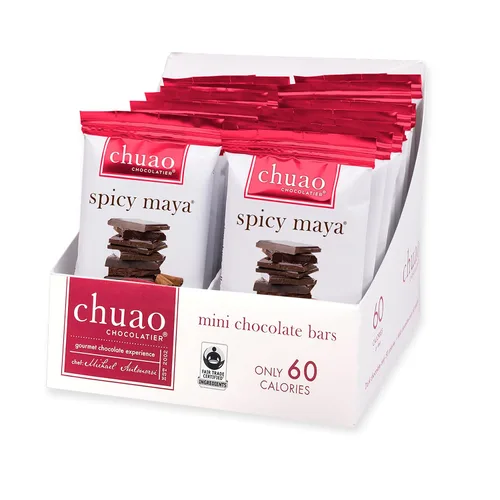 Chuao Chocolatier Barras de Chocolate Negro Picante Maya | Chocolate Artesanal Gourmet de Canela y Cayena Sin Conservantes | Paquete de 24 (cada una