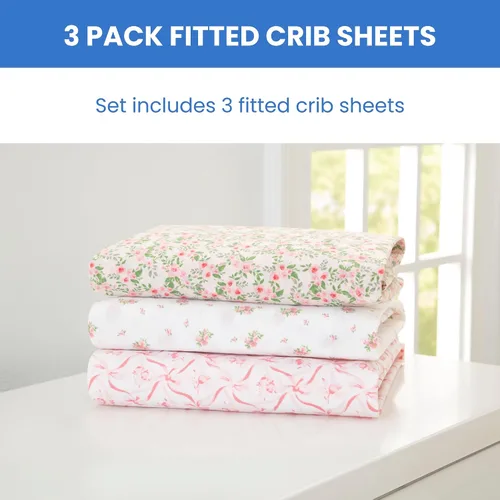 Miniatura 2 de Delta Children Mantas de Recepción para Bebé de Franela 100% Algodón para Niñas y Niños – 30x30 Pulgadas (Paquete de 2), Floral Rosa