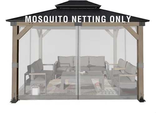 Miniatura 11 de Aoodor Mosquitera Universal para Gazebo de 10 x 10 pies, 4 Paneles Laterales de Repuesto con Cremalleras Dobles para Patio, Patio Trasero, Terraza