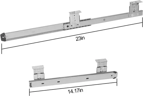 Miniatura 2 de KINJOEK 2 rieles deslizantes de bandeja para teclado de 14 pulgadas, altura ajustable, rodamiento de bolas, pista de montaje en teclado