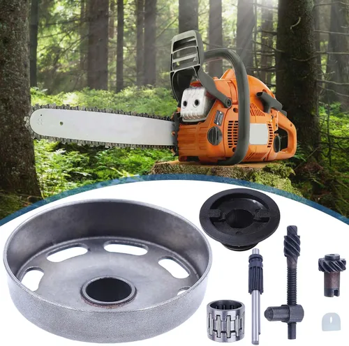 Miniatura 6 de . Kit de ajustador de cadena de engranaje helicoidal de tambor de embrague 7T para Husqvarna 435 435E 440 440E motosierra 505441501