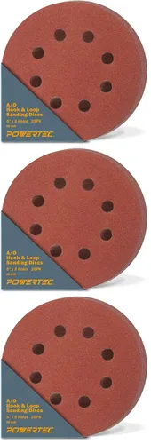 Miniatura 25 de POWERTEC 25PK, 40 Granos, Discos de Lijado de 5 Pulgadas - Gancho y Bucle, Discos de Lijado de Óxido de Aluminio de 5 Pulgadas de 8 Agujeros