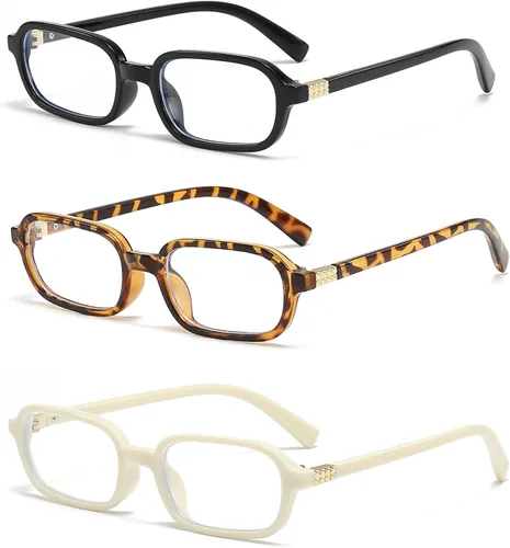 Miniatura 6 de LJCZKA Lentes rectangulares con bloqueo de luz azul para mujeres y hombres, lentes retro con marco cuadrado pequeño antifatiga ocular
