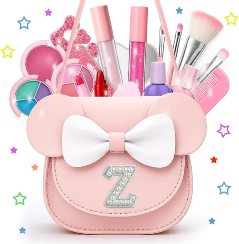 Miniatura 15 de Vodolo Maquillaje No Tóxico para Niñas Pequeñas, Juegos de Maquillaje Real Seguros para Niñas de 3-8 Años con Bolsa con Inicial U, Kit de Maquillaje