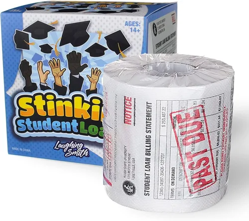 Miniatura 5 de Laughing Smith Stinkin' Student Loans - Regalo de broma de papel higiénico falso - Broma de inodoro para estudiantes y graduados - Bromas