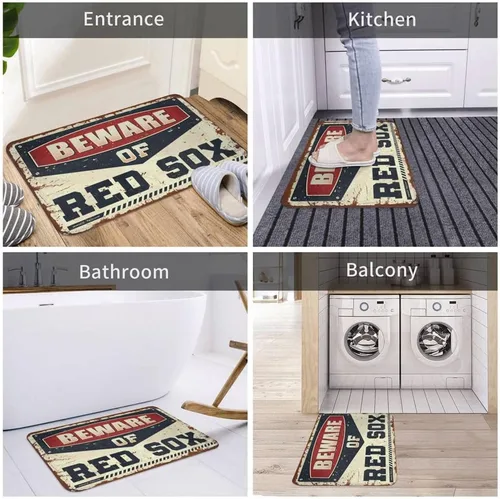 Miniatura 5 de Interesante felpudo de entrada Beware of Red Sox Alfombra Patio Bar Accesorios Exterior Otoño Decoración (Talla: 65X90CM)