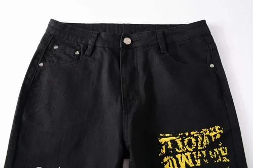 Miniatura 3 de Parches estampados para hombre, diseño de retazos de moda, ajustados, desgastados, con agujeros, de mezclilla, cantantes, bailarines