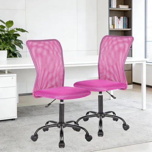 Miniatura 12 de Silla de oficina pequeña, silla de escritorio sin brazos con ruedas, silla ergonómica para computadora con soporte lumbar, silla giratoria de malla