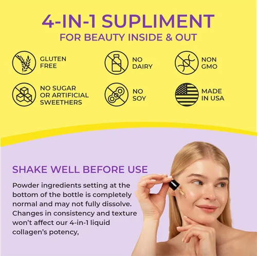 Miniatura 3 de Suplementos de colágeno líquido para mujeres, fórmula integral para el cabello, piel, uñas, suplemento con 10000 mcg de colágeno, 5000 mcg