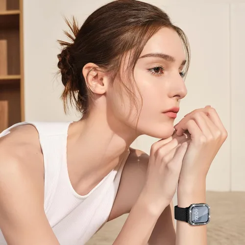 Miniatura 6 de Correa trenzada elástica compatible para bandas de Apple Watch para mujeres y estuche de 40 mm, 41 mm, 42 mm, 44 mm, 45 mm, 46 mm, protector