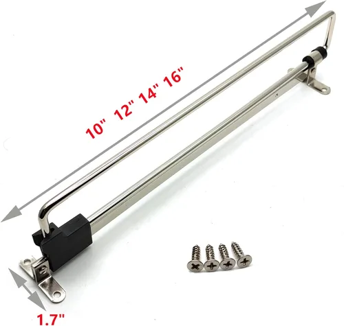 Miniatura 2 de Varilla extraíble para colgar ropa con tornillos de montaje, acero laminado en frío, negro y plateado, 14 varillas de valet para armario extraíble