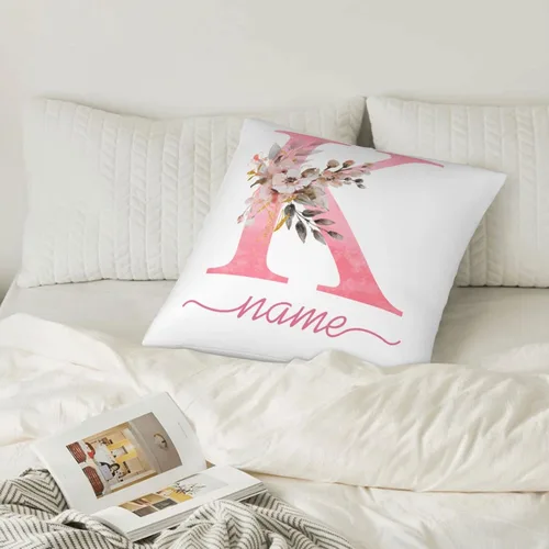 Miniatura 6 de Fundas de almohada personalizadas con nombre, fundas de almohada personalizadas, fundas de almohada personalizadas con letras y flores, regalo