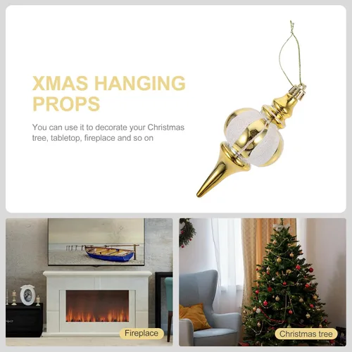 Miniatura 6 de Amosfun Adornos colgantes para árbol de Navidad, 4 piezas de colgantes de calabaza pintados, decoraciones de Navidad para árbol, mesa, chimenea