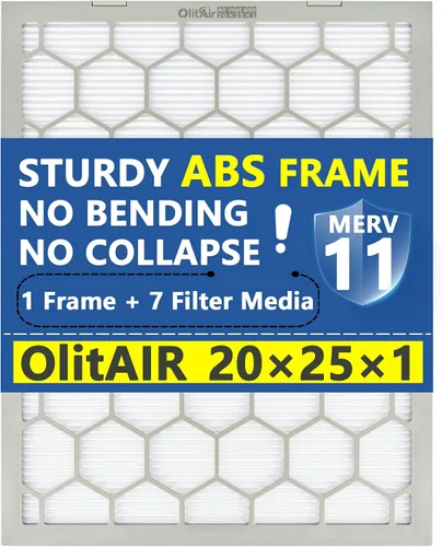 Miniatura 7 de 20x25x1 MERV 11 Filtro de aire para caldera/aire acondicionado, con marco de plástico ABS reutilizable, paquete de 7 filtros reemplazables