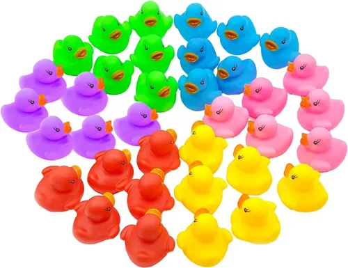 Miniatura 6 de The Dreidel Company Patos clásicos de goma para niños, seis colores sólidos, regalos de cumpleaños de baño, baby showers, aula, verano, playa