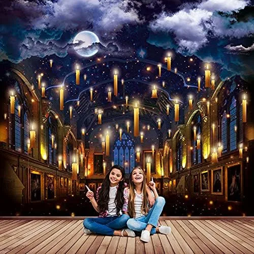 Miniatura 6 de Salón con velas, castillo del mago - Mural extraíble, papel tapiz para despegar y pegar, calcomanía para guardería, personalización gratuita.