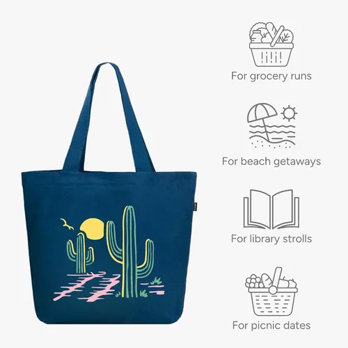 Miniatura 27 de Ecoright Bolsa de lona estética para mujer, bolsa grande con cremallera y bolsillo, bolsa de mano para mujer, para yoga, trabajo, playa