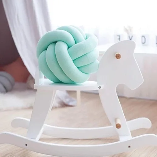Miniatura 5 de Almohada redonda de nudo para decoración de habitación de niños, juguetes de peluche para aliviar el estrés (menta, 11 pulgadas/11.0 in)