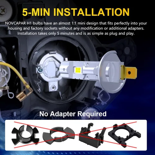Miniatura 4 de Bombillas LED H1 para proyector, tamaño mini Plug and Play 1:1, luz alta y baja, bombilla antiniebla sin ventilador, 24000 lm + 600% de brillo, 6500