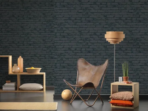 Miniatura 4 de CONCORD WALLCOVERINGS 907882 - Papel tapiz texturizado de ladrillo sintético, negro, 21 pulgadas x 33 pies (56 pies cuadrados), color negro