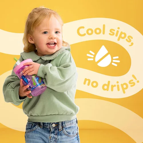 Miniatura 4 de Nuby Thirsty Kids Super Sipper - Vaso antiderrames para niños pequeños con válvula de silicona de 360° y popote giratorio, paquete de 2, 14 onzas