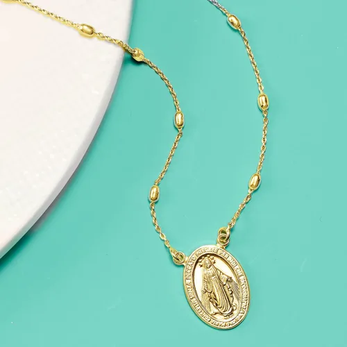 Miniatura 7 de Ross-Simons Italian 18kt Gold Over Sterling Miraculous Medal Beaded Station Necklace