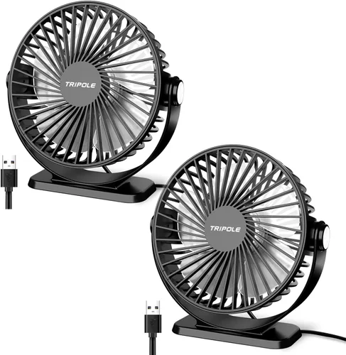 Miniatura 8 de TriPole Ventilador de escritorio pequeño alimentado por USB, ventilador portátil de 3 velocidades, mini ventilador de flujo de aire fuerte, rotación