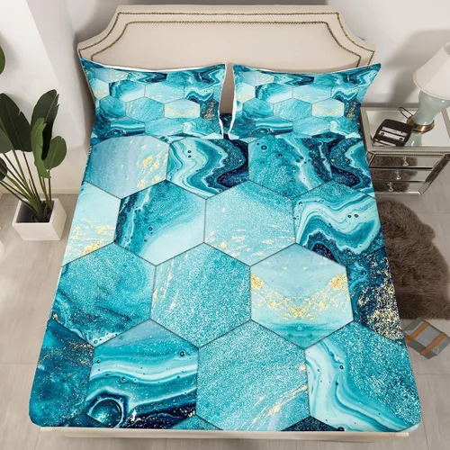 Miniatura 15 de Erosebridal Juego de cama de caballo para niñas, niños y parejas, sábana bajera ajustable de caballos blancos y negros, tamaño individual, diseño