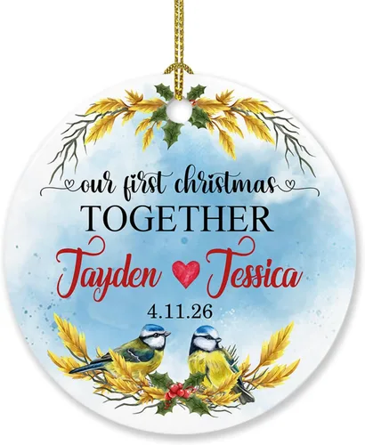 Miniatura 14 de Adorno de decoración de pareja juntos Navidad 2025, Adorno personalizado de nuestra primera Navidad juntos, regalo para citas, aniversario, pareja