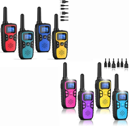 Wishouse Walkie Talkies para adultos y niños, recargable de largo alcance, paquete de 8 unidades, regalo familiar para acampar
