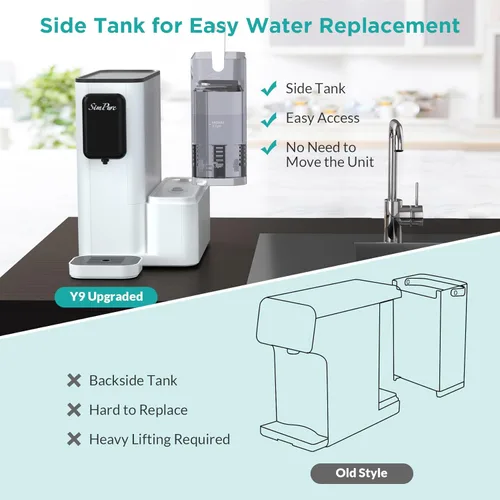 Miniatura 6 de SimPure Y9A UV Filtro de agua de ósmosis inversa de sobremesa, remineralización alcalina 300 GPD de 6 etapas de purificación, sistema de filtración