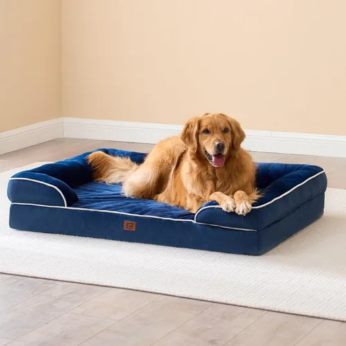 Miniatura 212 de EHEYCIGA – Cama ortopédica impermeable para perros pequeños, de espuma viscoelástica tipo caja de huevos, con bordes elevados y base antideslizante