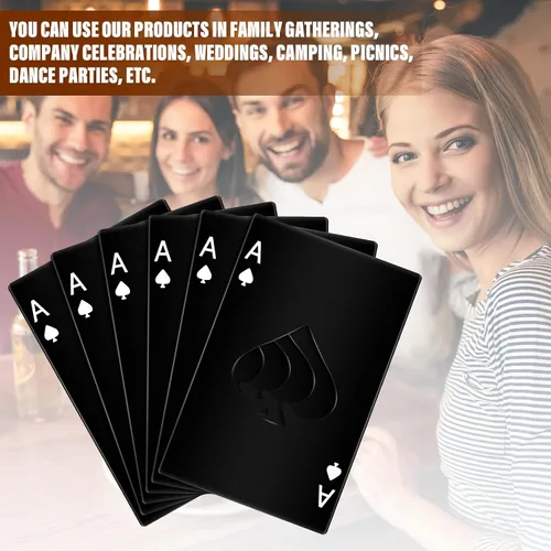 Miniatura 7 de Chumia Abridores de botellas de acero inoxidable para tarjetas de póquer, abrebotellas de cerveza Ace, para bodas, fiestas de cumpleaños, despedidas