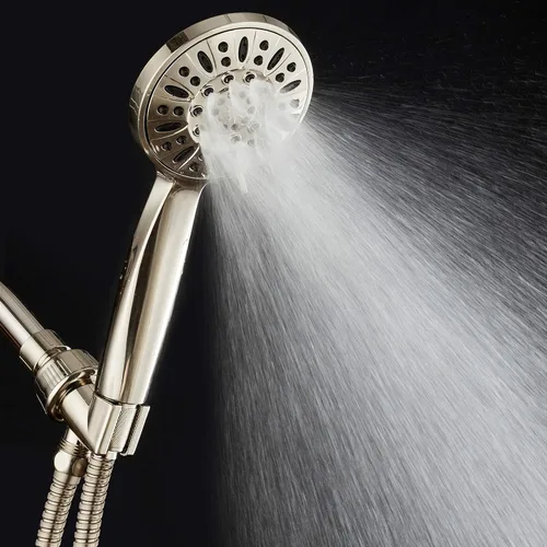 Miniatura 5 de AquaDance Ducha de mano de alta presión de 6 ajustes de níquel cepillado completo de 4 pulgadas con manguera, la mejor experiencia de ducha probada