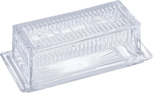 Miniatura 2 de Tablecraft Plato individual, vidrio transparente, mantequilla en relieve, 7 x 3 x 2.75, paquete de 6